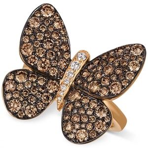 Le Vian LeVian Chocolatier Diamond 14K Rose Gold Butterfly Cocktail Ring Sz. 7